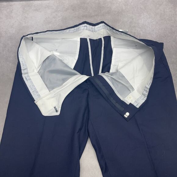 Joseph Jos A Bank Mens 36Wx38L Slim Fit Wool Navy Dress Pants Flat Front No Hem - Picture 5 of 8